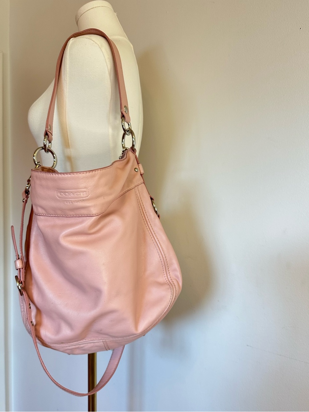 Vintage Blush PINK COACH Large Zoe Leather Hobo Bag Y2K Convertible F14706 🌸💕